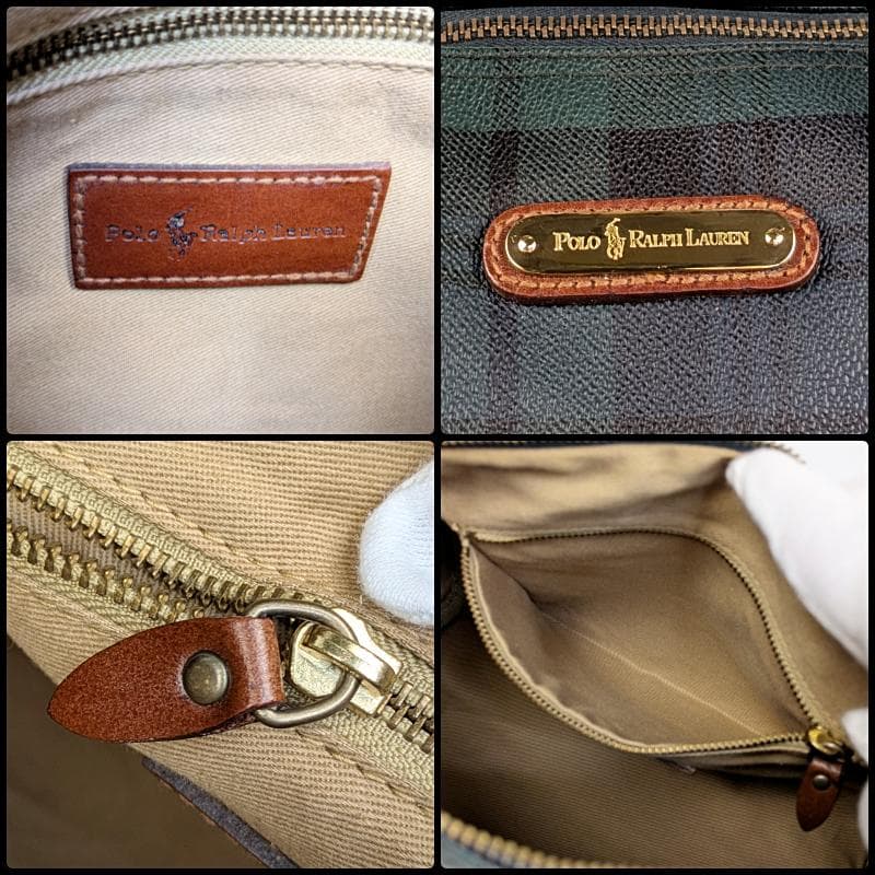 【美品】 ポロラルフローレン ミニ ボストンバッグ チェック柄 PVC レザー