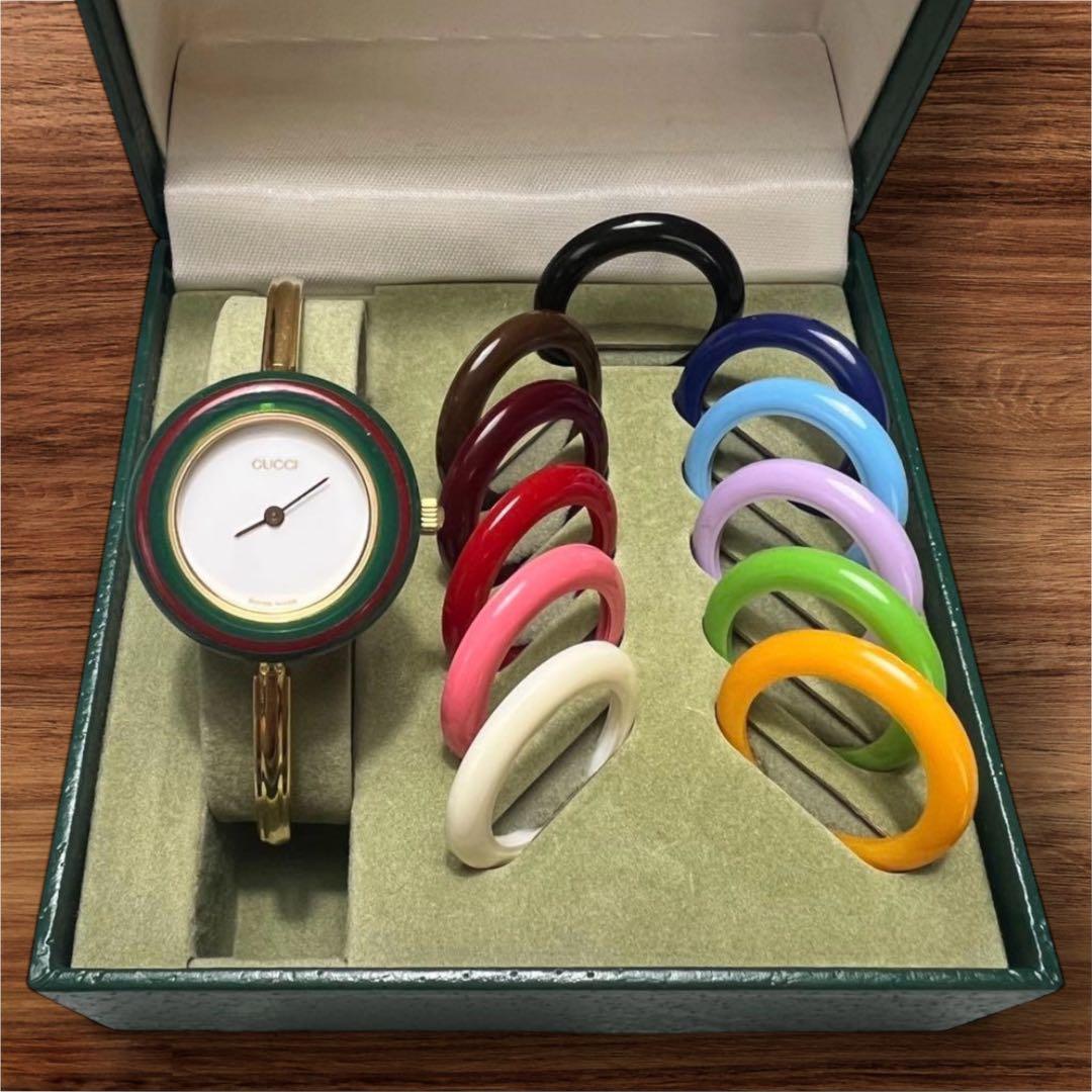 【極美品】GUCCI グッチ バングルウォッチ チェンジベゼル 全色 稼動品