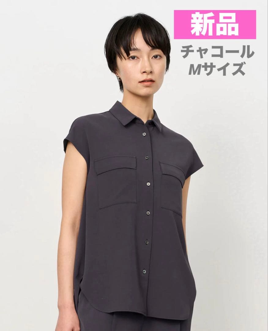 【新品】　SOÉJU ソージュ　ヴィンテージサテンシャツ　チャコール　M