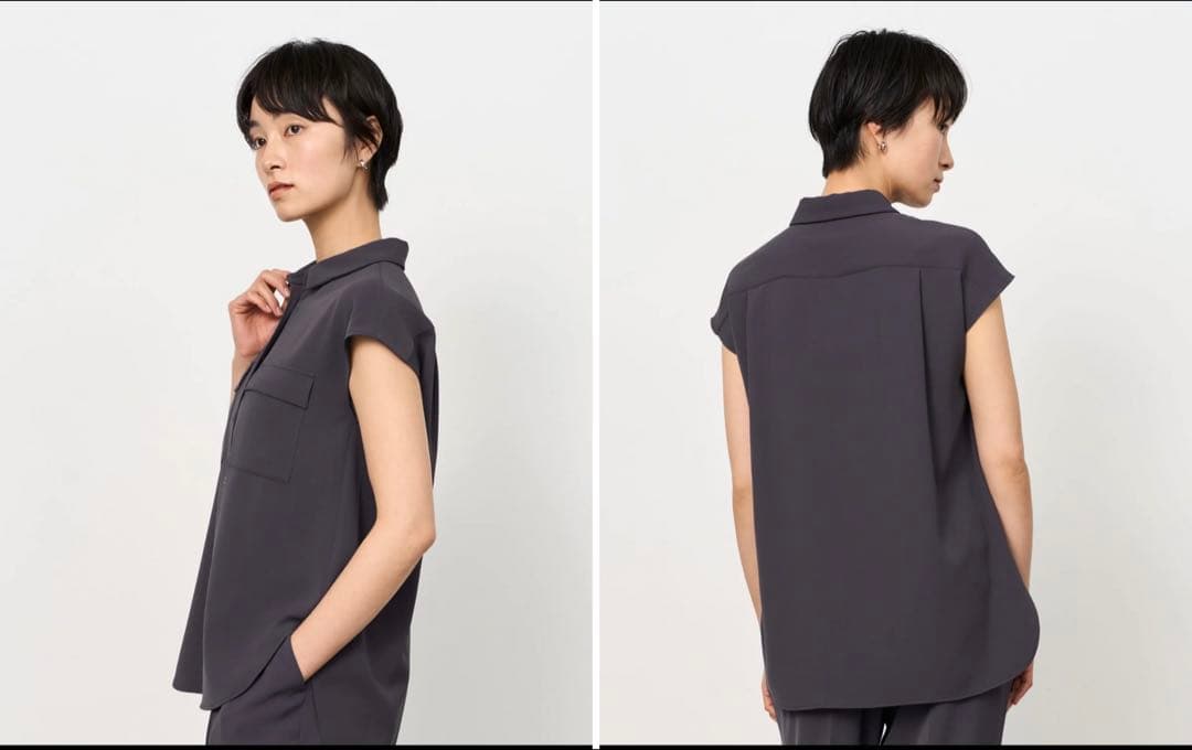 【新品】　SOÉJU ソージュ　ヴィンテージサテンシャツ　チャコール　M