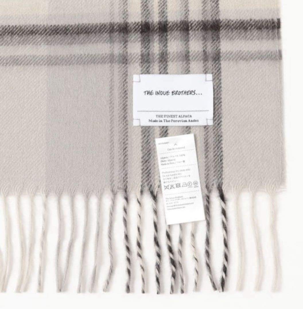 THE INOUE BROTHERS ブラッシュド チェックマフラー グレー