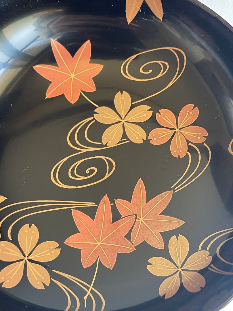 木製漆器 内田久治 亀甲春秋蒔絵 煮物椀五客 吸物椀　蓋付き椀　お椀　雑煮椀