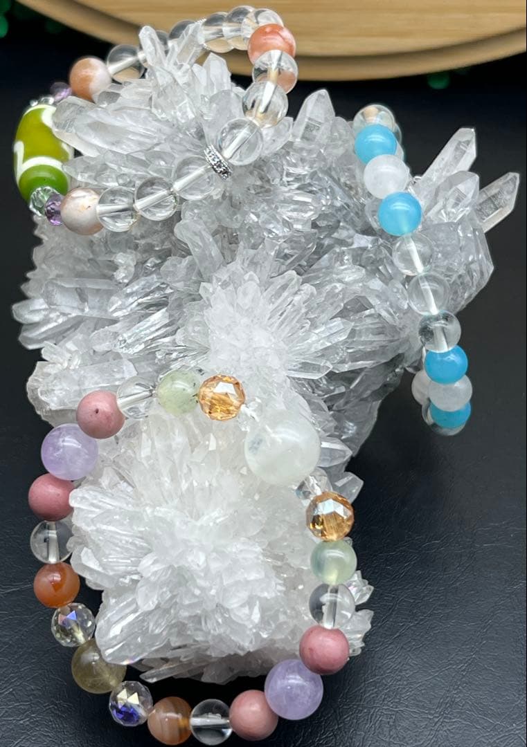 天然フラワー状水晶クラスター　高品質　ヒマラヤ産　虹入り　パワーストーン　浄化