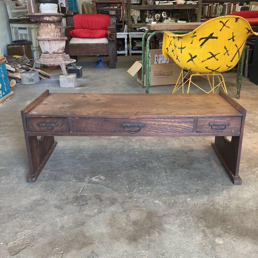 ☘*️様 古い欅の勉強机 けやき 文机 平机 作業台 古道具 アンティーク 家具