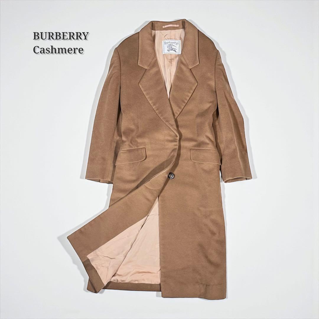 【白タグ】バーバリー シャドーホース 100% カシミヤ マキシ ロングコート