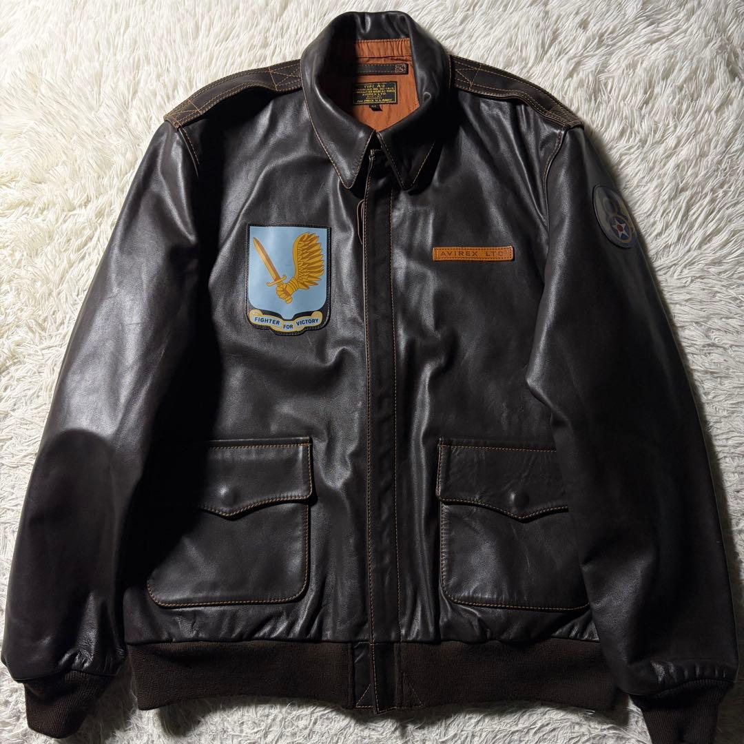 極美品■AVIREX フライトジャケット　A-2 馬革　ピンナップガール　44