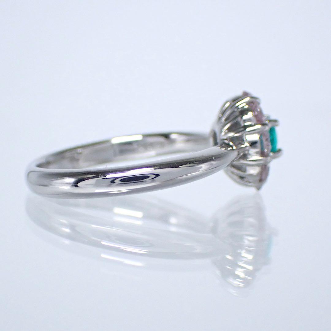 GIA ブラジル産　パライバトルマリン×ピンクダイヤPt900 リング　指輪