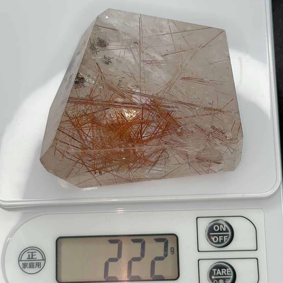 【天然石】レッドルチルクォーツ フリーカット 原石 ポイント 裸石 置物