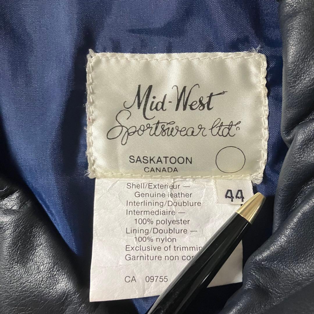 80sカナダ製短丈レザージャケット本革刺繍ボンバージャケット革ジャンブラック黒