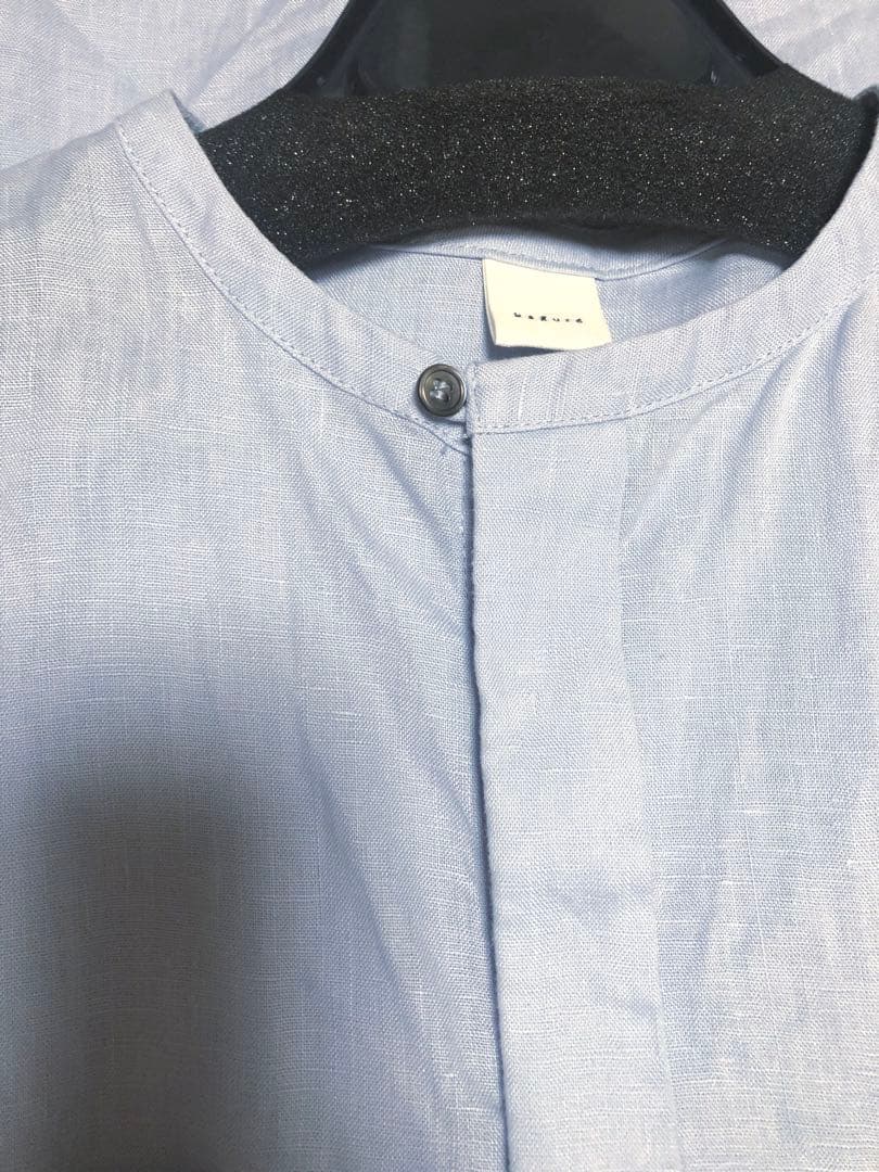 一度着用　￼かぐれ　リネンWポケットフレンチシャツ　LIGHT BLUE