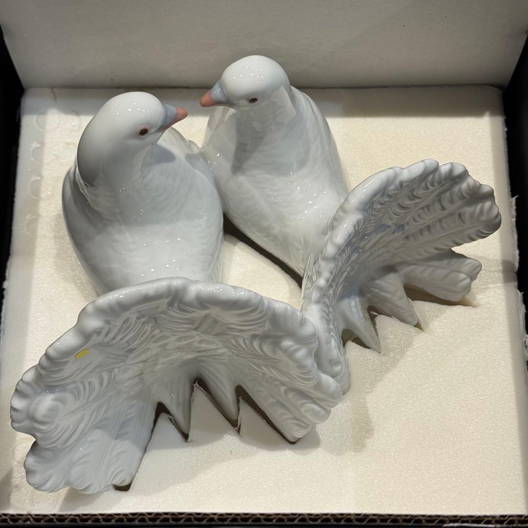 リアドロ 置物 つがいの鳩