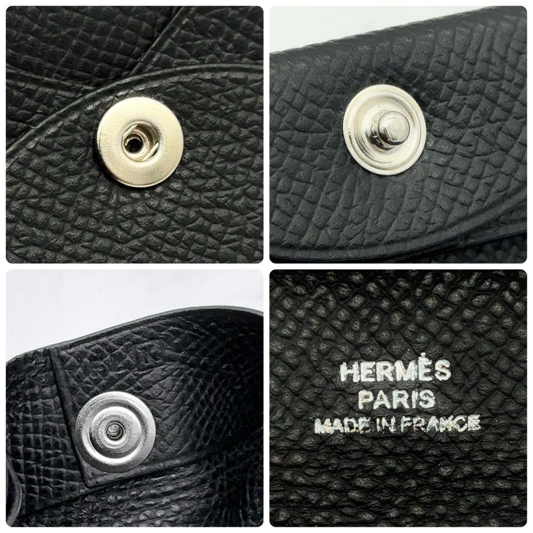 【新品級】HERMES エルメス バスティア エプソン 黒 ケース □K刻