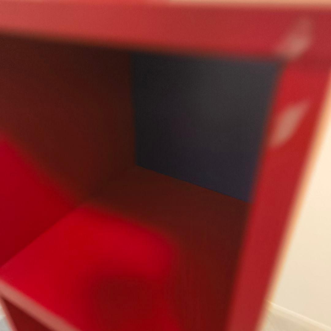 レトロポップ　木製　3段　赤　紺　ミッドセンチュリー　ミニ　バイカラー