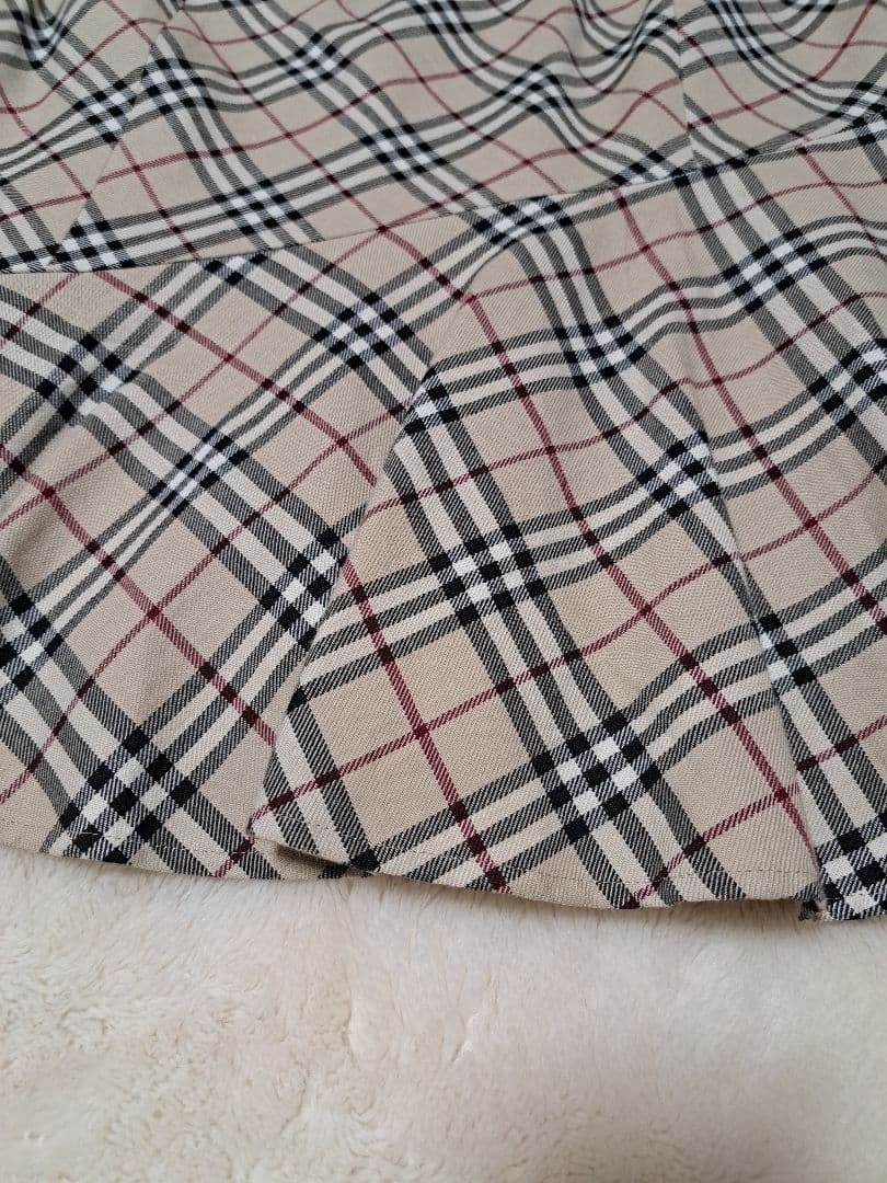 バーバリーブルーレーベル　ひざ丈スカート　ノバチェック　フレア　コットン　38