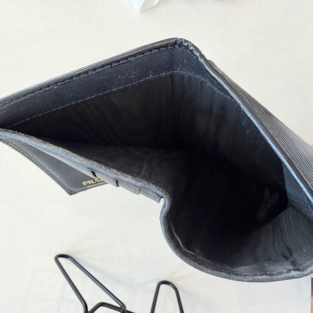 PRADA 黒 三つ折り財布 ブラック プラダ ウォレット ハイブラ
