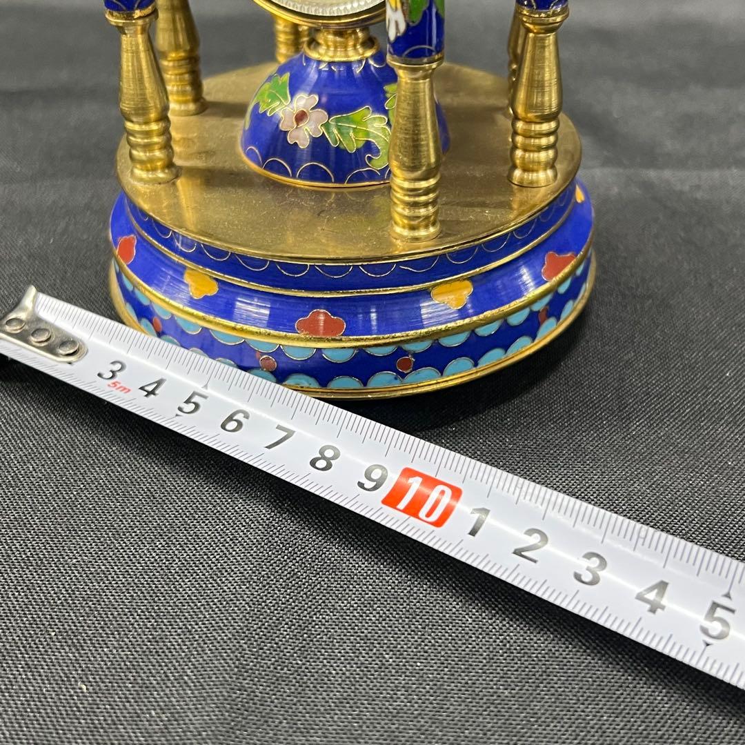 E2【used】七宝焼　置き時計　目覚まし時計　手巻き時計