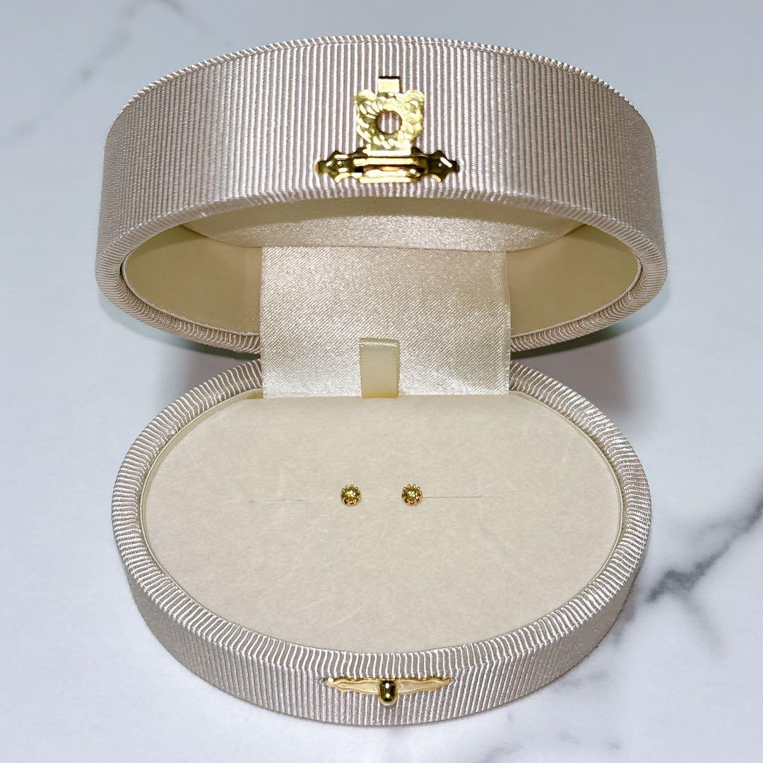 天然　イエローダイヤモンド　K18 ピアス