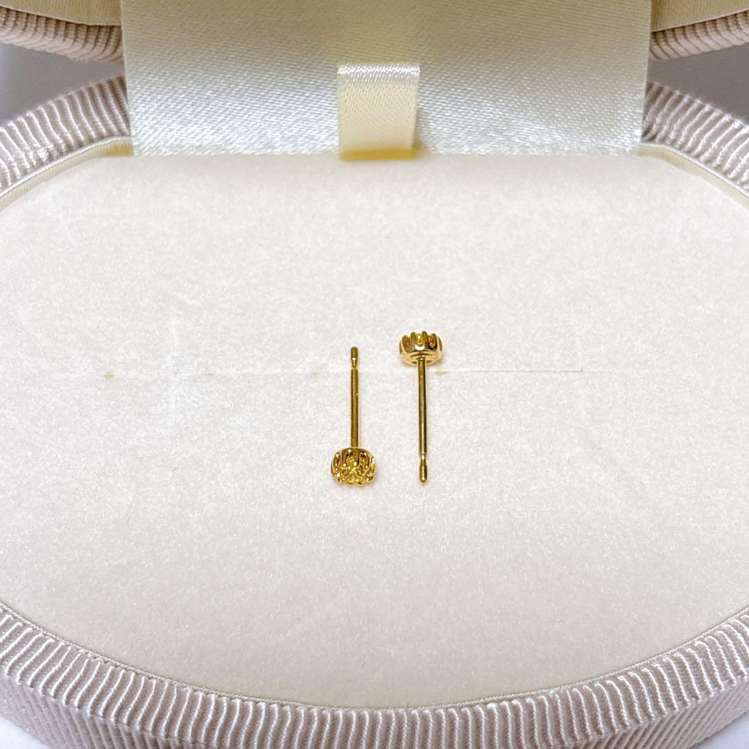 天然　イエローダイヤモンド　K18 ピアス