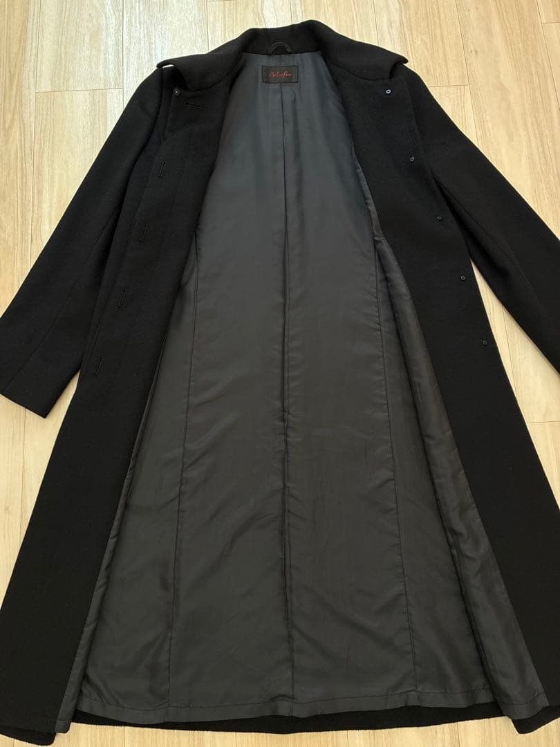 美品Silsefiaピュアカシミヤ100ロングコート黒９号　冠婚葬祭フォーマル