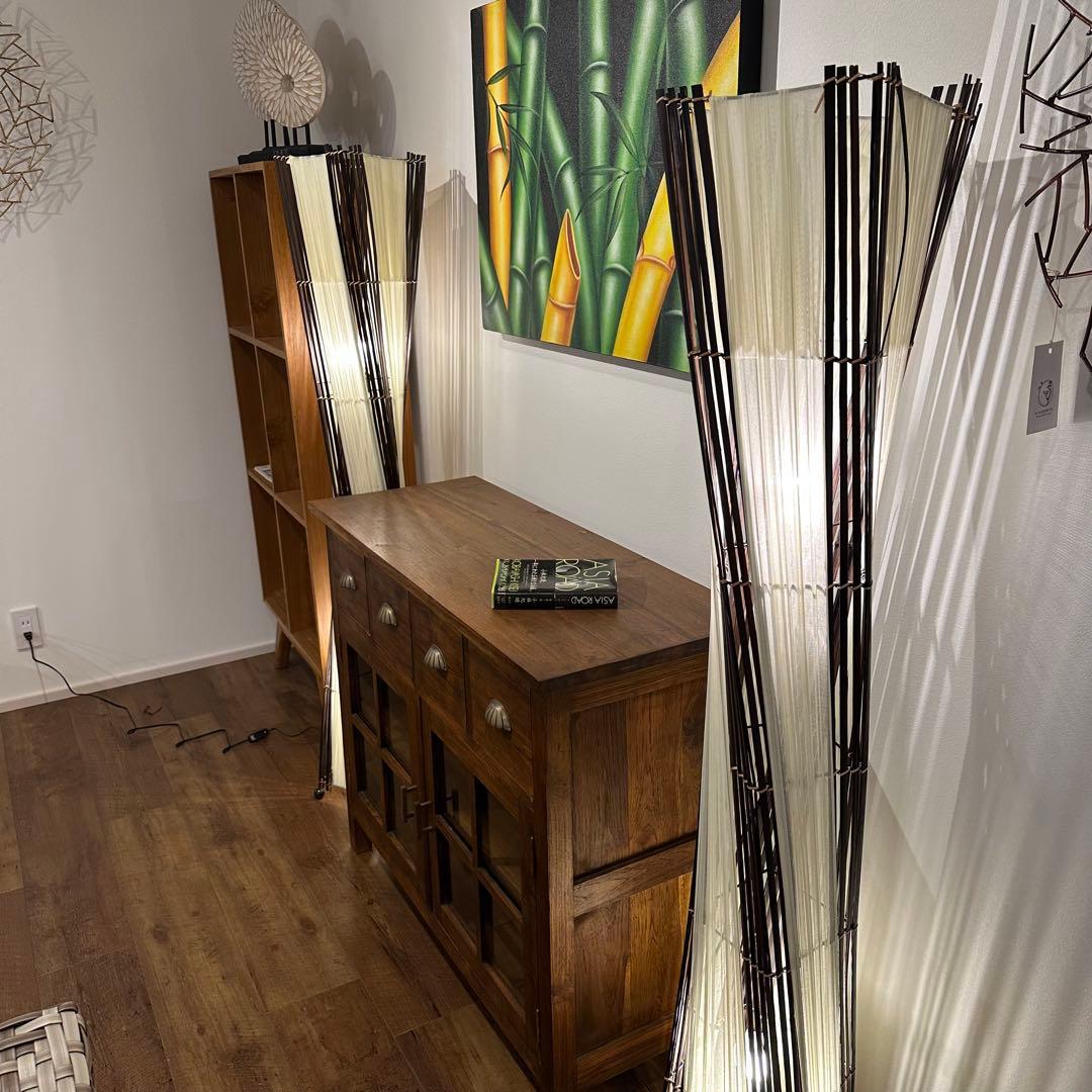 【在庫処分】バリ島バンブーコットンフロアスタンド 2個セット通常55,000円が