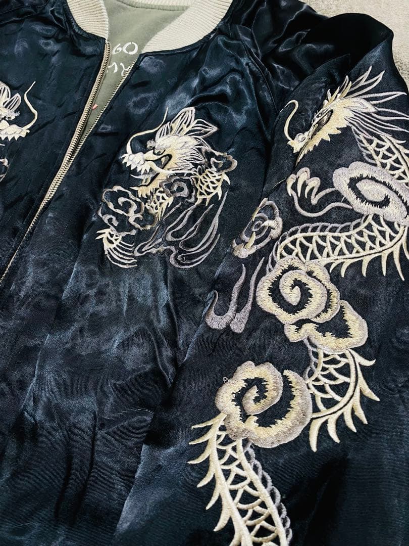 龍 蛇 スカル 日本限定版 スカジャン vintage unisex レーヨン