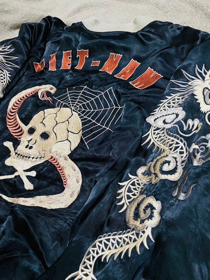 龍 蛇 スカル 日本限定版 スカジャン vintage unisex レーヨン