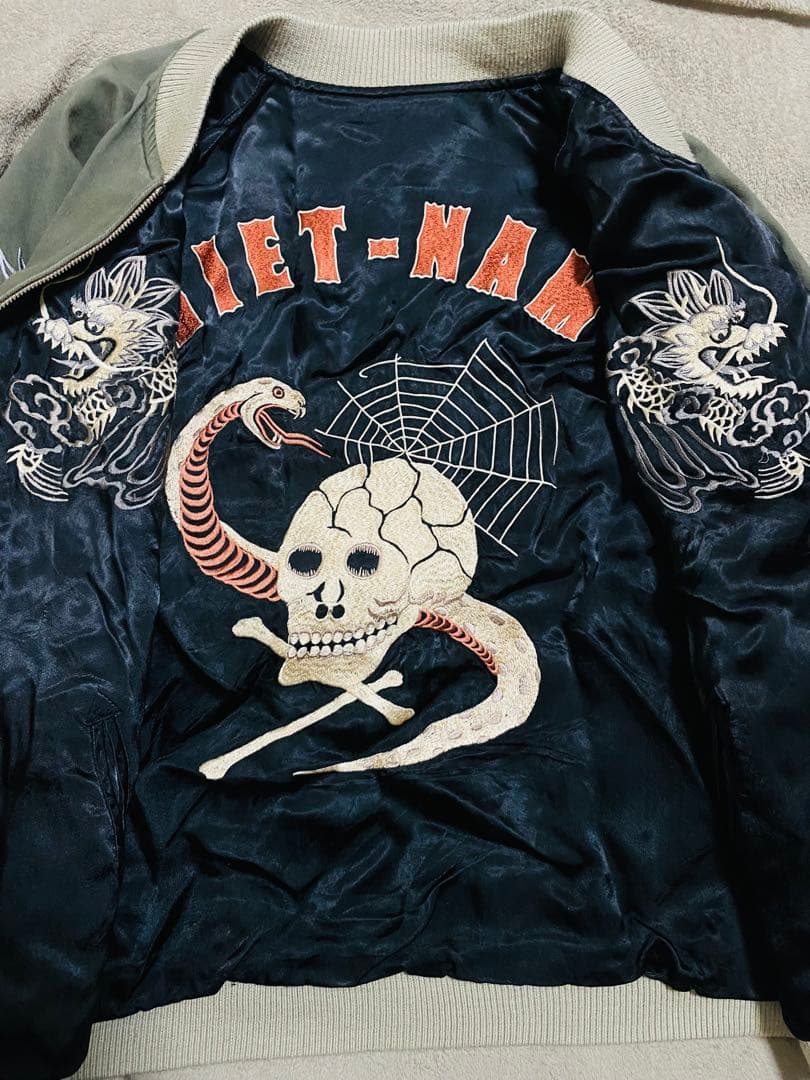 龍 蛇 スカル 日本限定版 スカジャン vintage unisex レーヨン