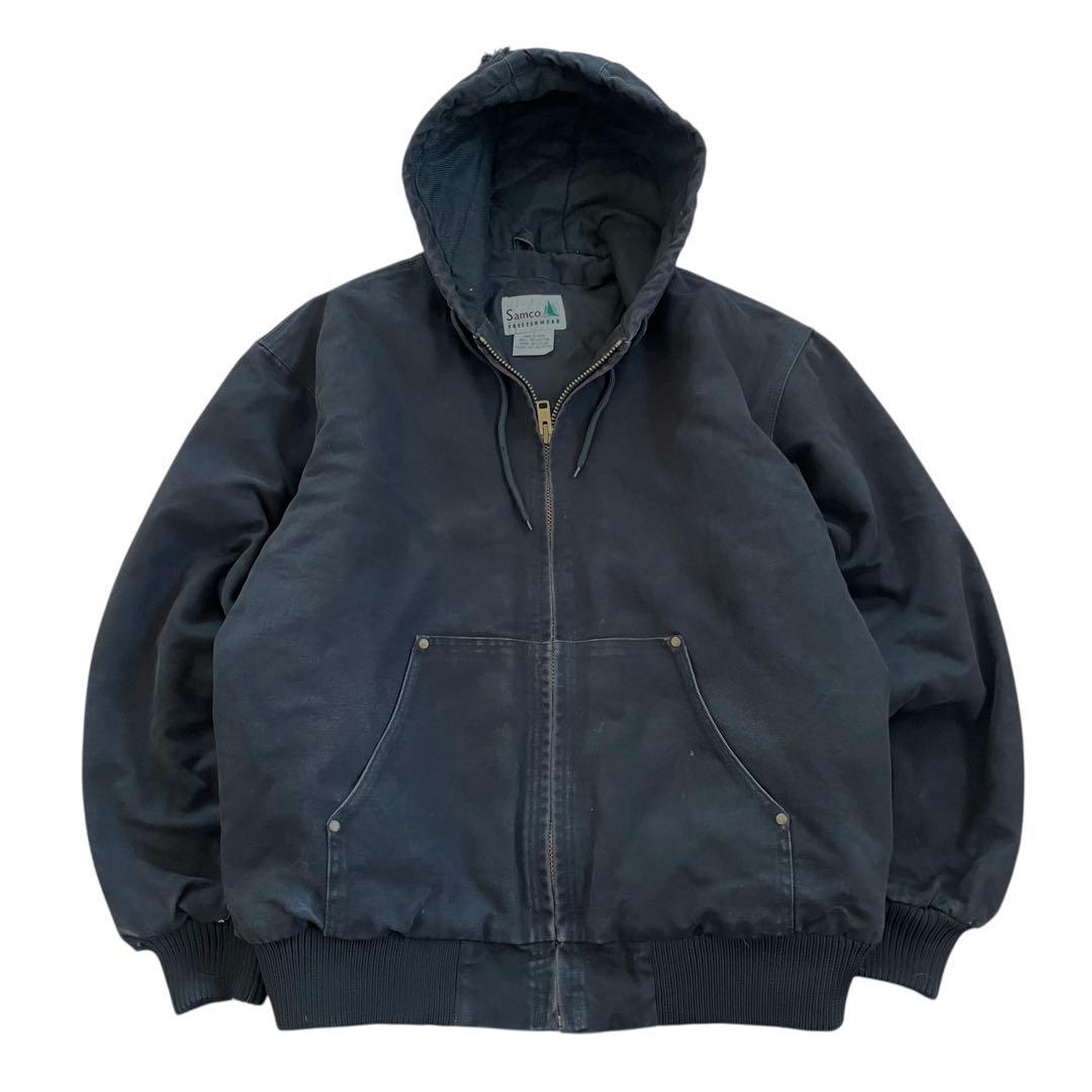 Vintage アクティブジャケット パーカー ダック地 ブラック L 短丈古着