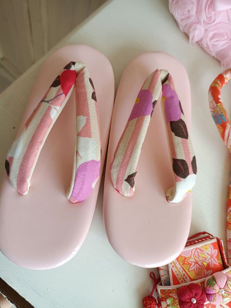 専用です☆☆アンティーク薄いピンクの着物にブルーのだらり帯☆七五三フルセット