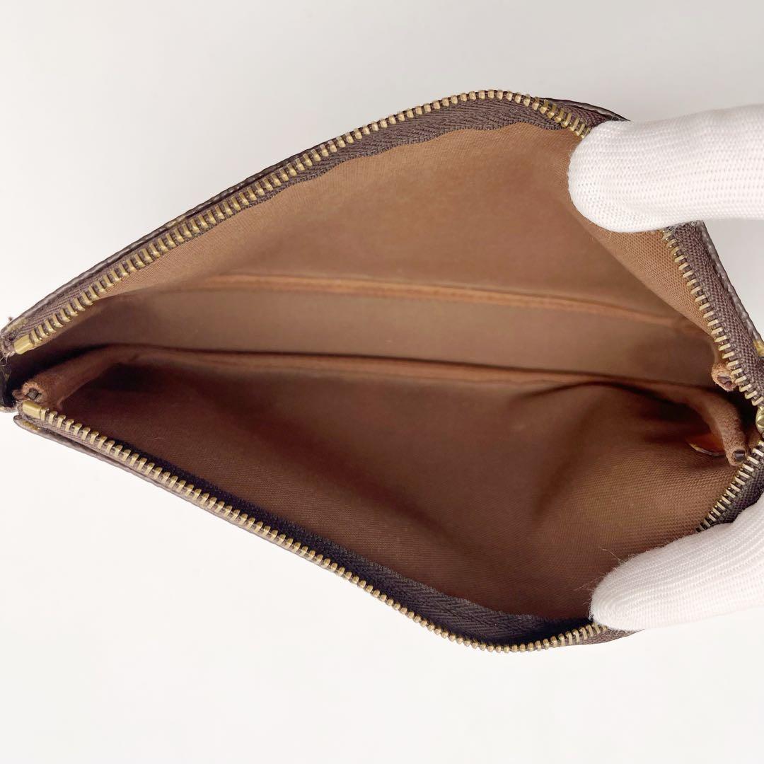 ルイヴィトン アクセソワール　ポーチ　ヌメ革 ブラウン　モノグラム　難あり