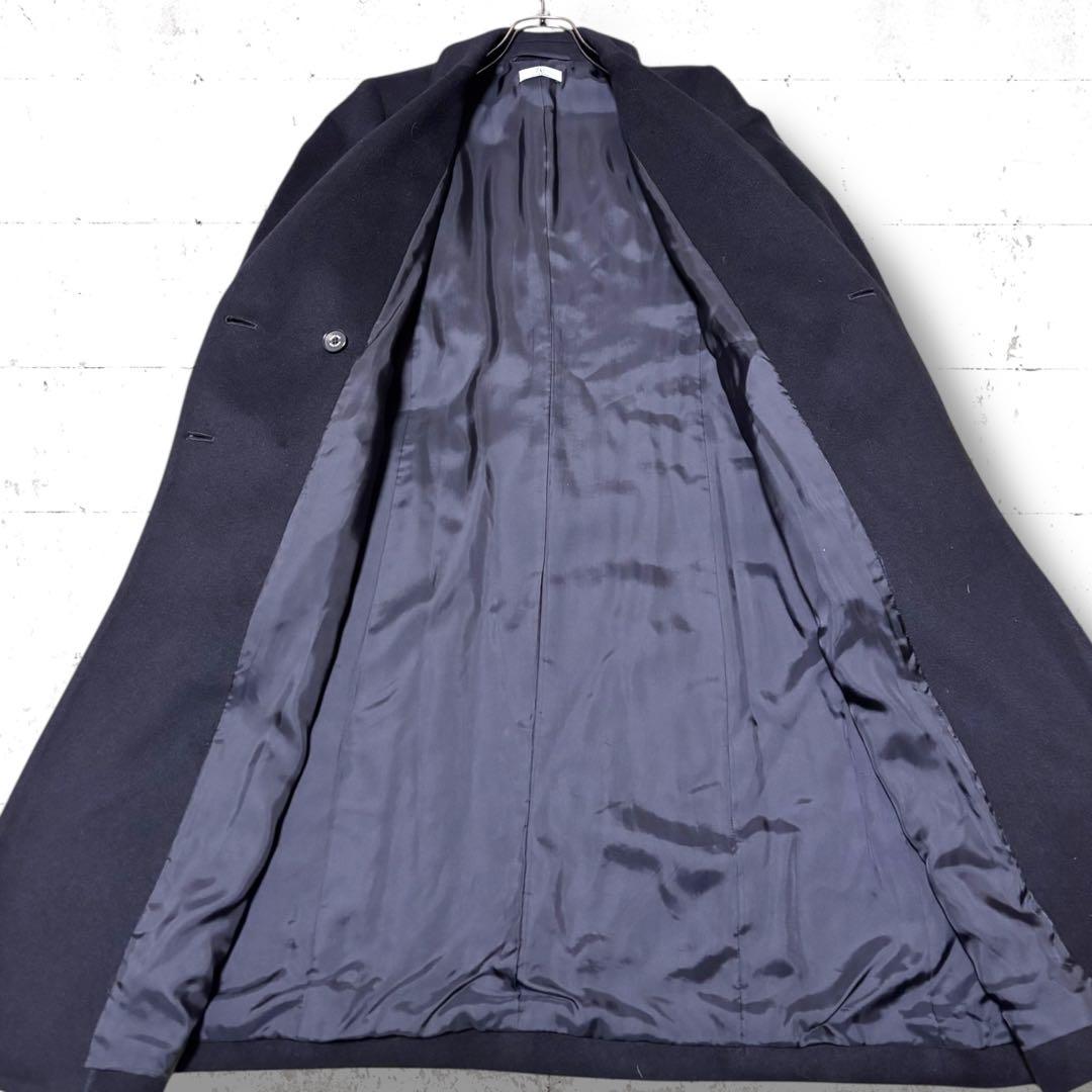 美品　カシミヤ 100% blanc vert ダブルブレスト　ロングコート　L