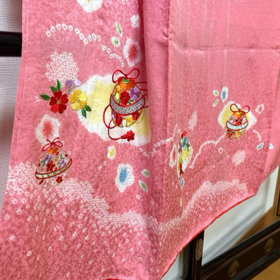 ひとみん　　No.108 七五三　7歳　　正絹着物フルセット　　絞り　新品