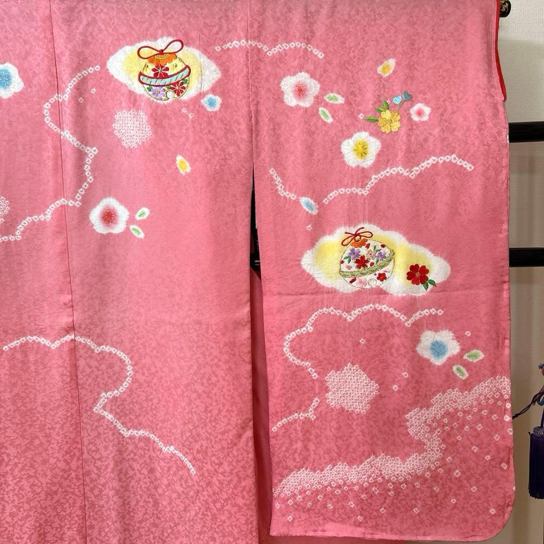 ひとみん　　No.108 七五三　7歳　　正絹着物フルセット　　絞り　新品