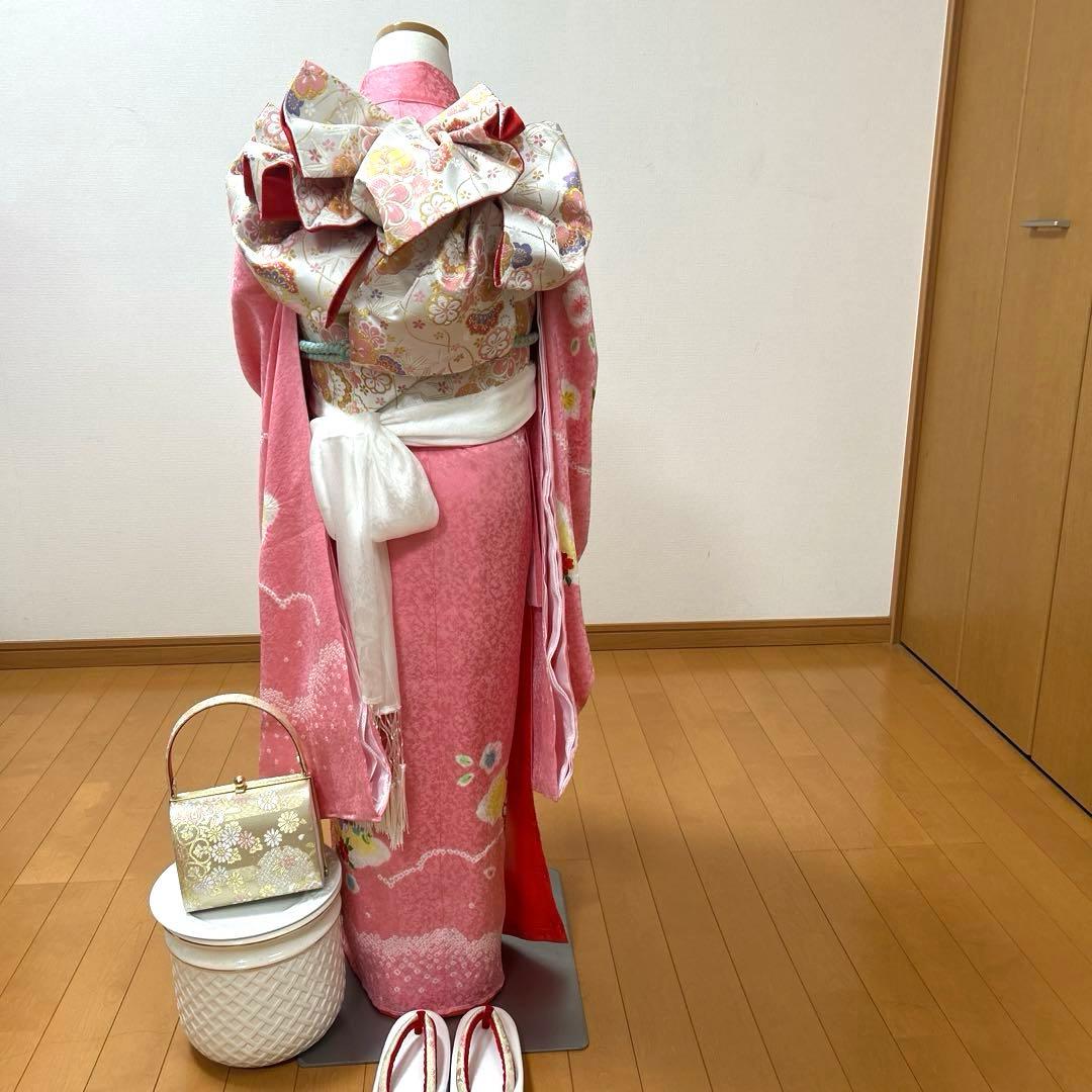 ひとみん　　No.108 七五三　7歳　　正絹着物フルセット　　絞り　新品