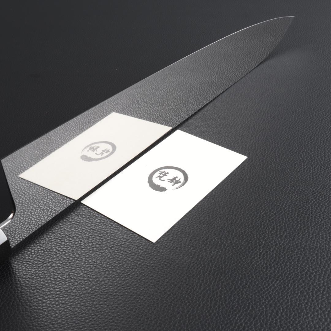 10464 切付型牛刀 尺寸 両刃 鏡面仕上げ 刺身包丁 黒檀黒水牛角八角柄