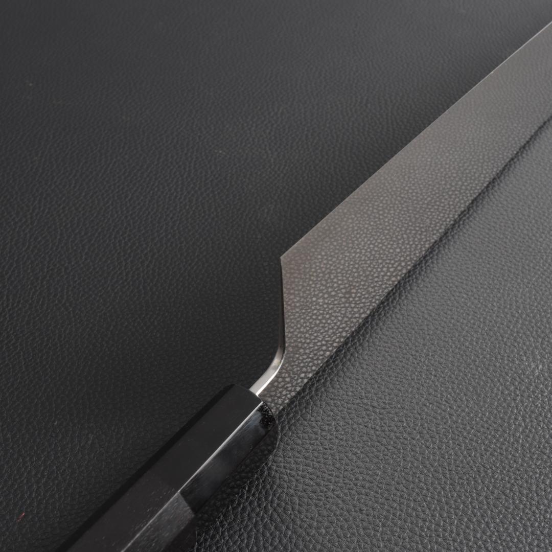 10464 切付型牛刀 尺寸 両刃 鏡面仕上げ 刺身包丁 黒檀黒水牛角八角柄