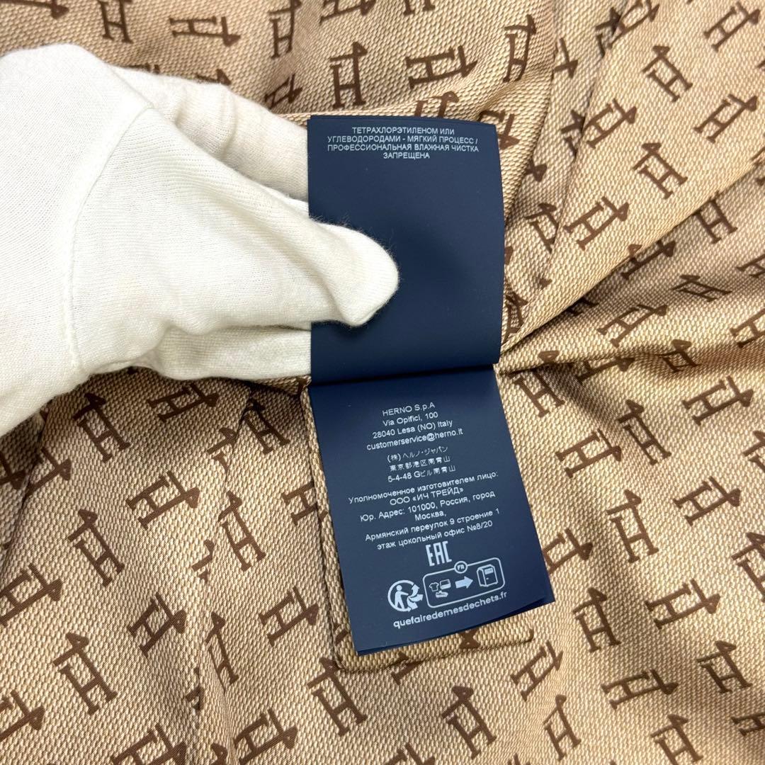 極美品 HERNO エコファー ガウン ロングコート グレー モノグラム 40