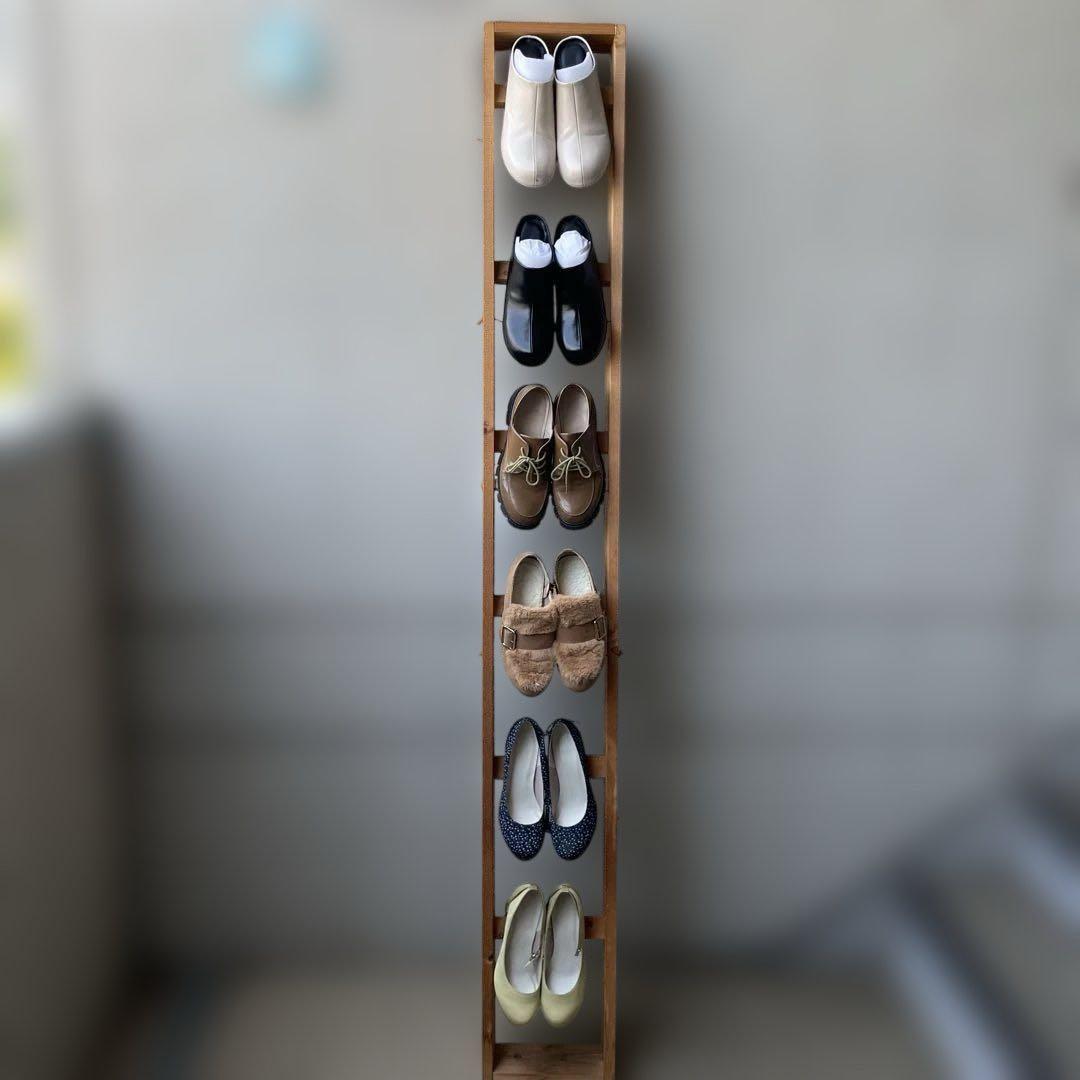 木製シューズラック ヒールラック6足収納