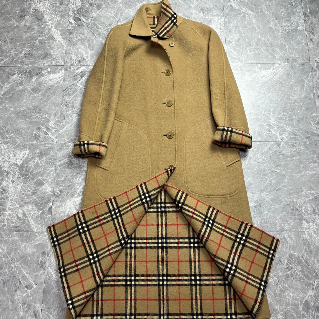 バーバリー♡リバーシブル　ロングコート　ノバチェック　ダブルフェイス　ベージュ