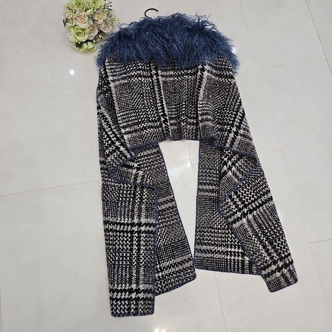 美品【TWIN SET】イタリア ファーストール 大判マフラー定価64,900円