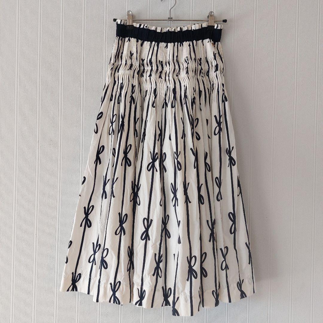【美品】ミュベール MUVEIL 2022SS リボンストライプスカート 38