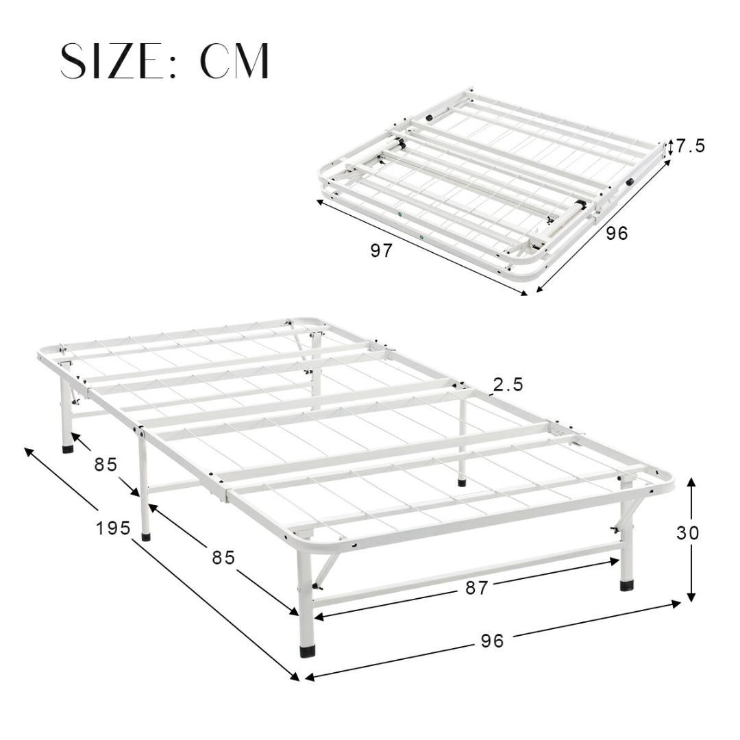 超人気！組立簡単折りたたみベッド （S） 一人暮らし通気性　BLACK