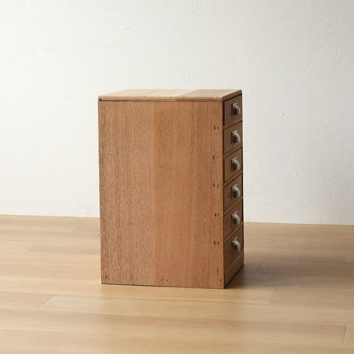 アンティーク 整理箱 タンス 古家具 ラワン 引き出し6杯 無塗装