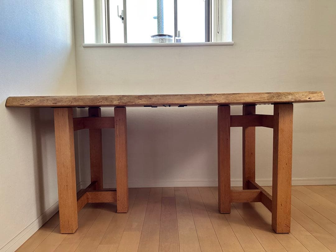 うえの　中目黒BRUNCH ナラ材　無垢ダイニングテーブル　高さ変更可
