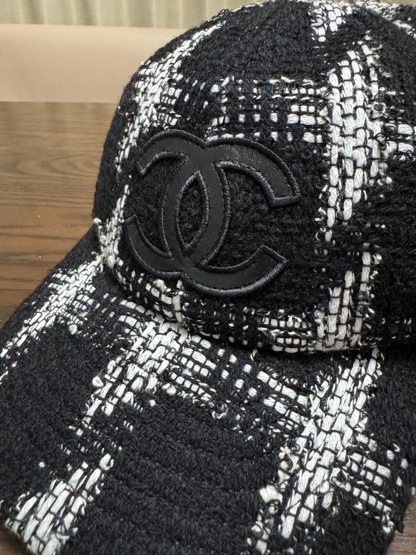 極美品　シャネル　chanel キャップ　帽子　ツイードキャップ
