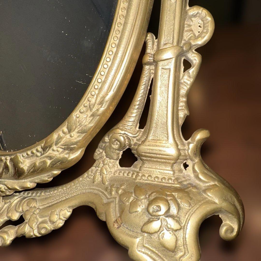 France Vintage スタンドミラー 真鍮 30cm アンティーク鏡