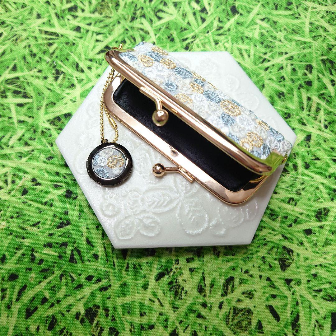 専用☆ミナペルホネン✨skyful グレーmix✨がま口印鑑ケース、チャーム