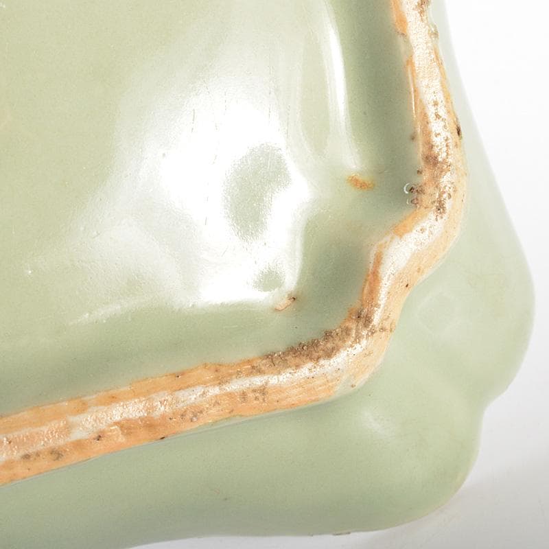 中国　天龍寺青磁　魚文　菓子鉢　時代箱　F　R7016