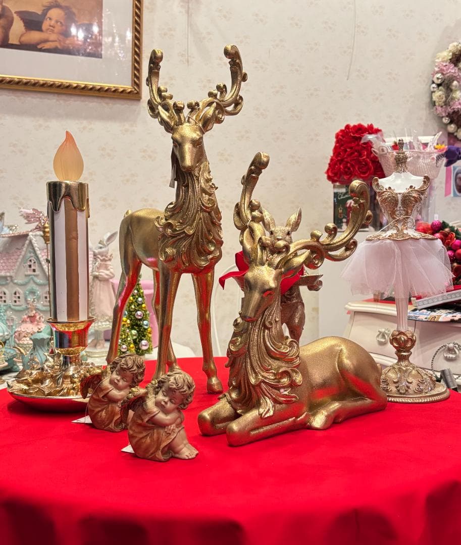 ハルモニア　ゴールドバロックトナカイオブジェ（シッティング）