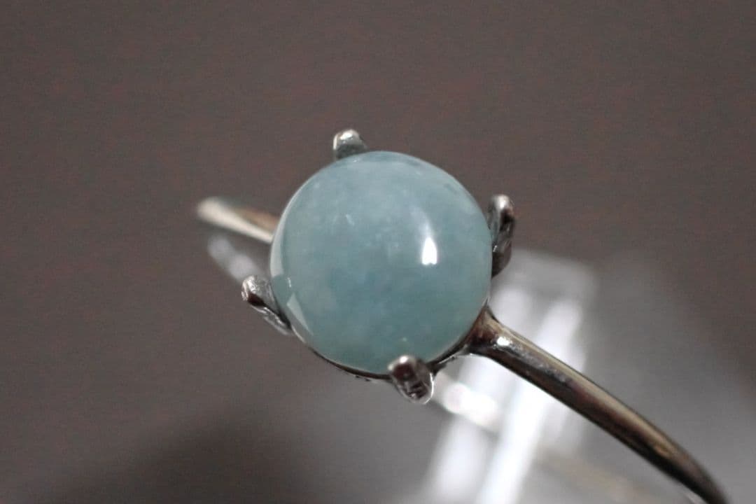 糸魚川翡翠　入コン沢　青　6ミリ　リング　指輪　送料無料